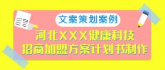文案策划案例|河北XXX健康科技招商加盟方案计划书制作