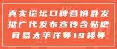 真实论坛口碑营销群发推广代发布宣传含贴吧网易太平洋等19楼等
